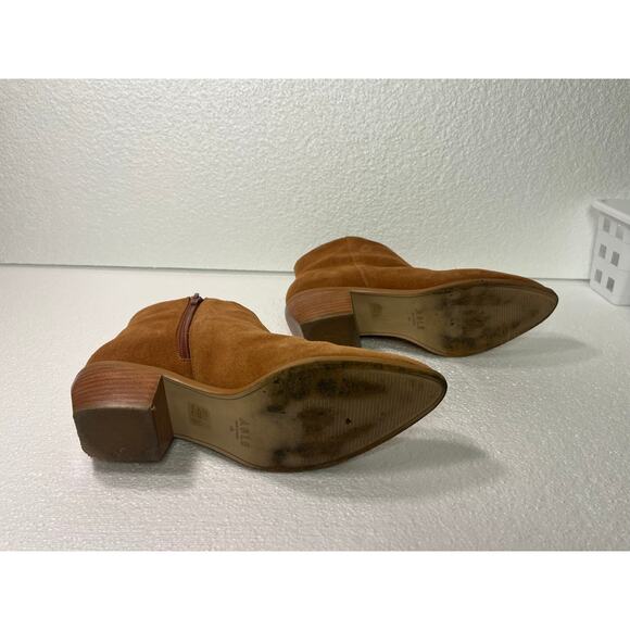 ABLE Chalsea Almond Toe Suede Ankle Western Booties Women's sz. 8 in Cognac - Picture 5 of 7